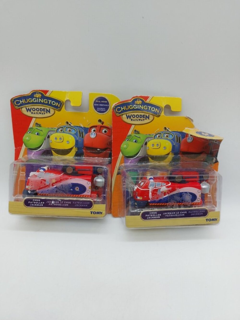 Tomy Chuggington Wooden Railway Chug Patroller Jackman Train Set Of 2 READ